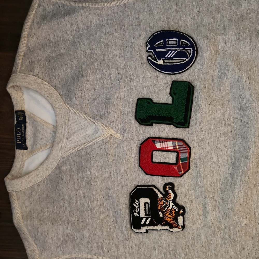 NEW Men's Polo Ralph Lauren Grey Crewneck Sweatshirt w/Multicolor Logo In sz XL - Picture 3 of 8